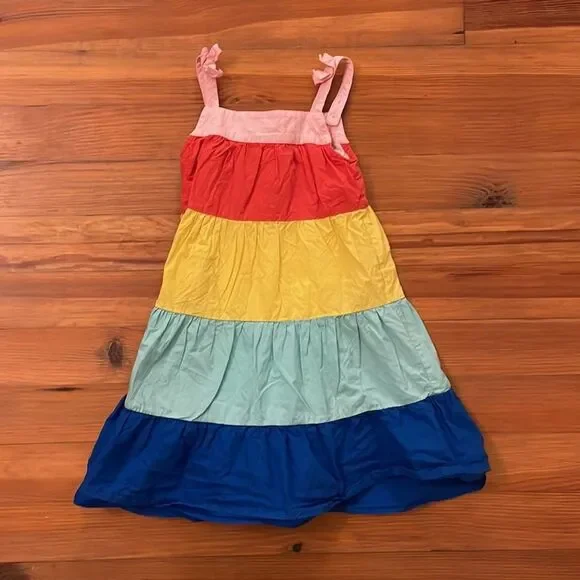 Hanna Andersson Colorblock Sundress Girls Size 5 Cotton Sleeveless Summer - Picture 4 of 11